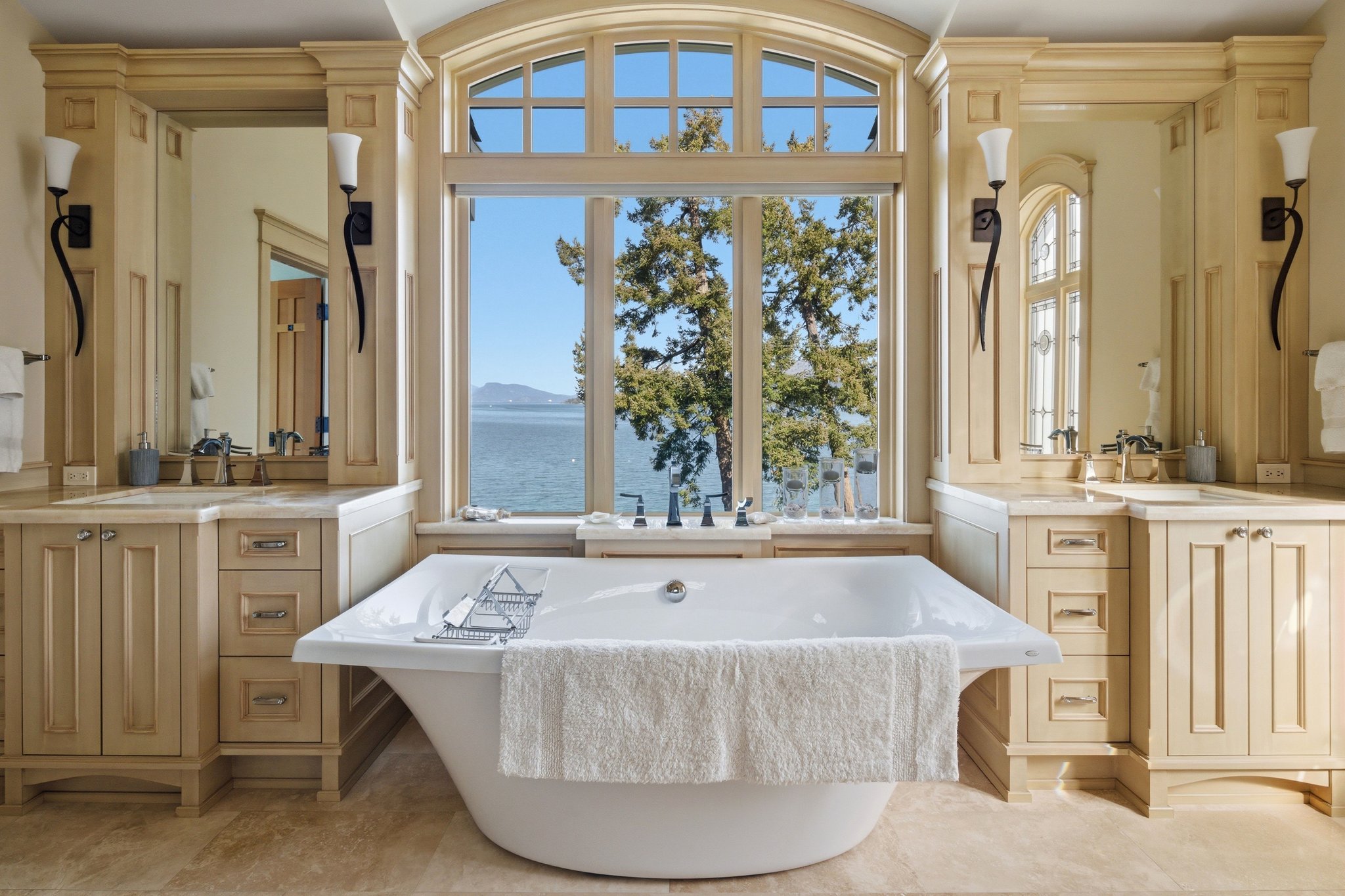 Primary ensuite with soaker tub and ocean view